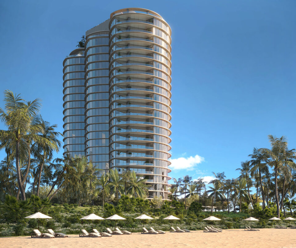Rivage Bal Harbour luminous glass tower on the beach